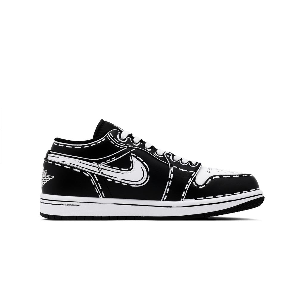 Jordan Air Jordan 1 Low'Orca' Slip Resistant Abrasion Resistant Low Top Vintage Basketball Shoes Unisex Black 553558-043(Team861-)