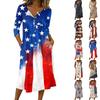 Women's Casual 3/4 Sleeve Button-down Mid-length Dress