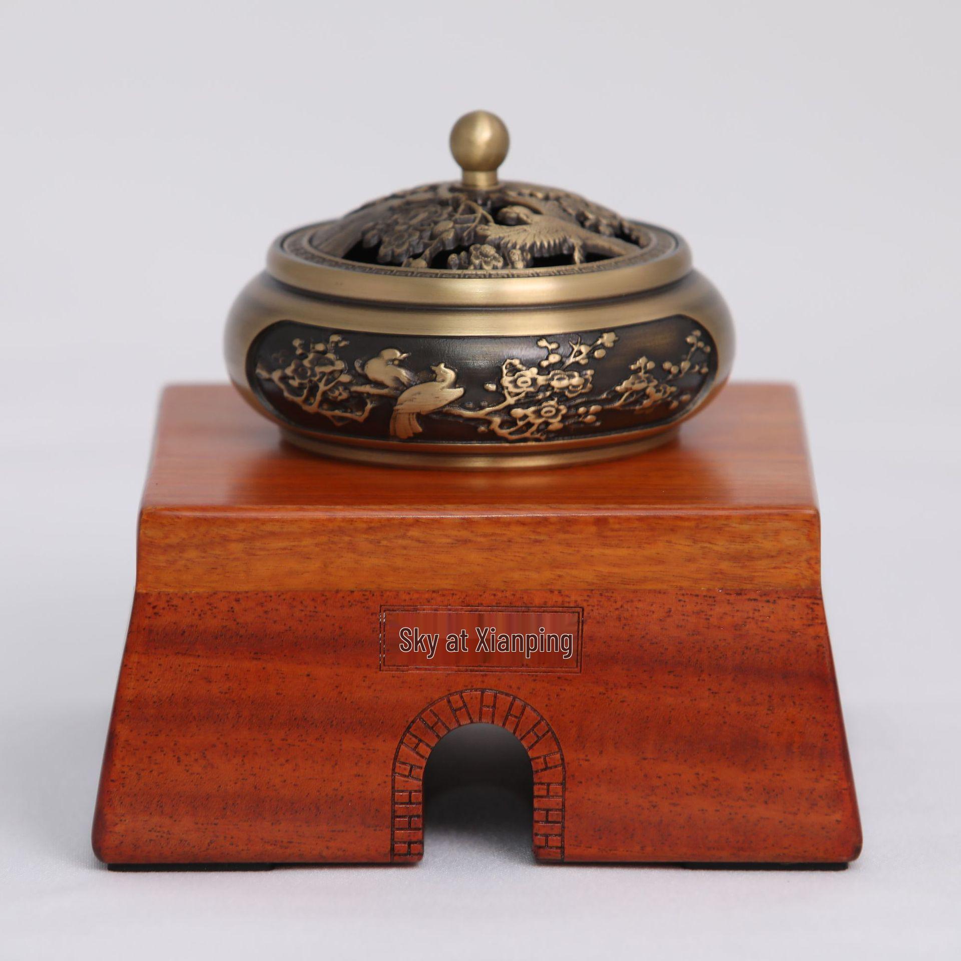 Ancient Charm Red Sandalwood Copper Incense Burner with Bluetooth, Audio Playback, and Charging Gift Box Other