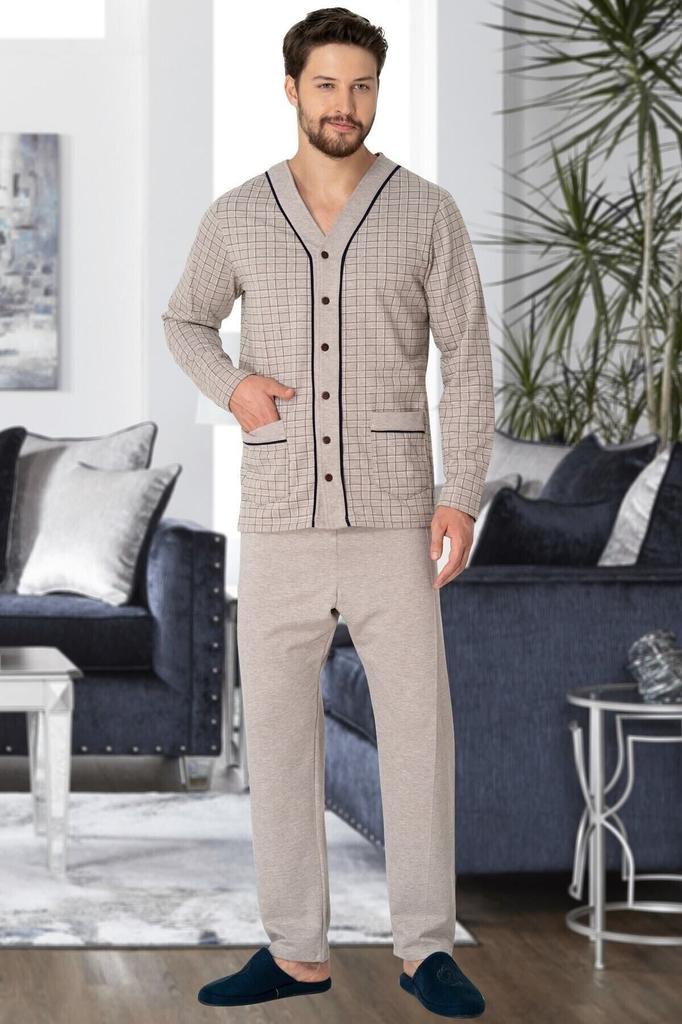 Men's Plus Size Pajama Set Mecit Melange Open Front Plus Size Men's Pajama Set 2767