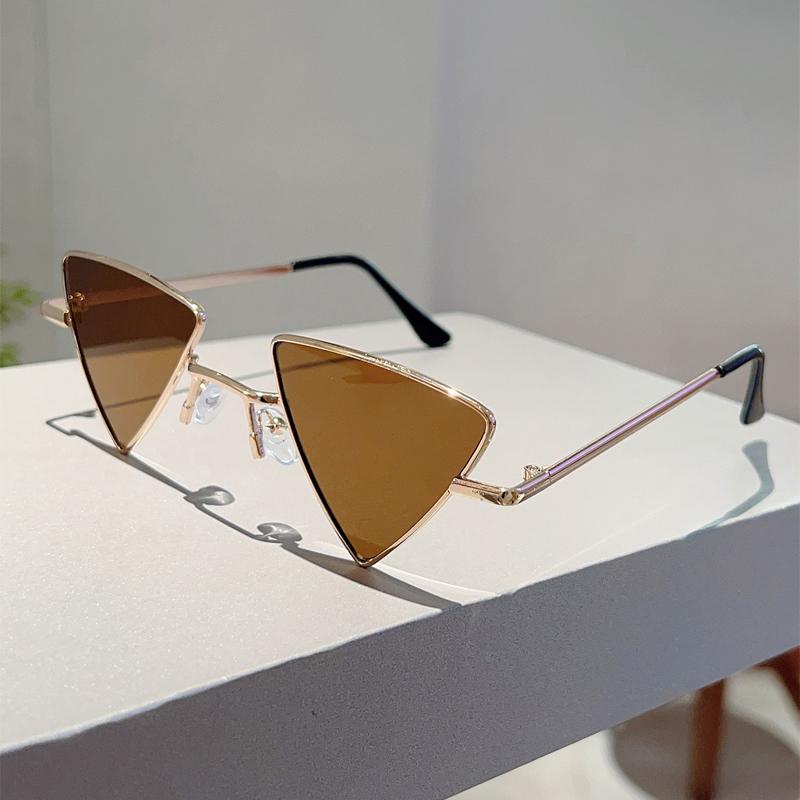 Vintage Triangle Sunglasses  New In Retro Metal Rim Outdoor Casual Shades Women Luxury Brand Design Decor Sun Glasses