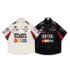 Men's American Retro Hiphop Street Racing Short-Sleeve Summer Shirt - Trendy, Motorcycle-Inspired, Loose, Thin Design