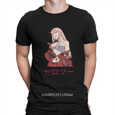 Men's Zero Two Sexy T Shirt Darling In The Franxx Anime Pure Cotton Tops Humorous Short Sleeve Crewneck Tee Shirt Summer T-Shirt Unisex