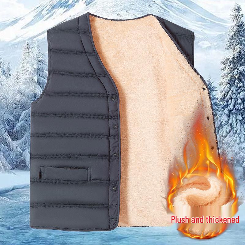 

Men s Fleece-Lined Lambswool Vest for Middle-Aged & Elderly 4XL (Fits 150-170 lbs)