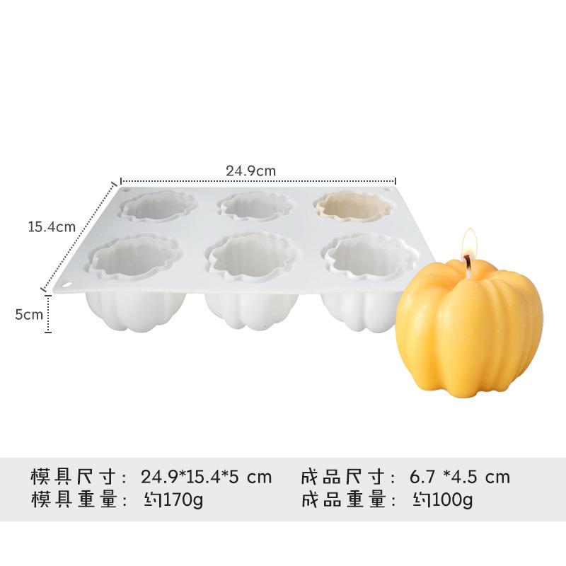 

6-гнездная силиконовая форма для свечей в виде тыквы ко Дню святого Валентина, сделай сам, гипсовая форма для мыла с ароматом, смоляная форма, инструмент для изготовления торта своими руками