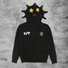 Men Casual Long Sleeve Flame Print Hoodie Pullover Streetwear Hip Hop Graphic Sweatshirt