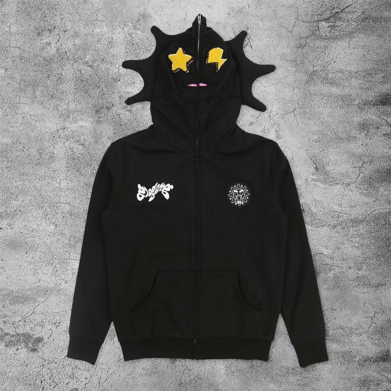 Men Casual Long Sleeve Flame Print Hoodie Pullover Streetwear Hip Hop Graphic Sweatshirt