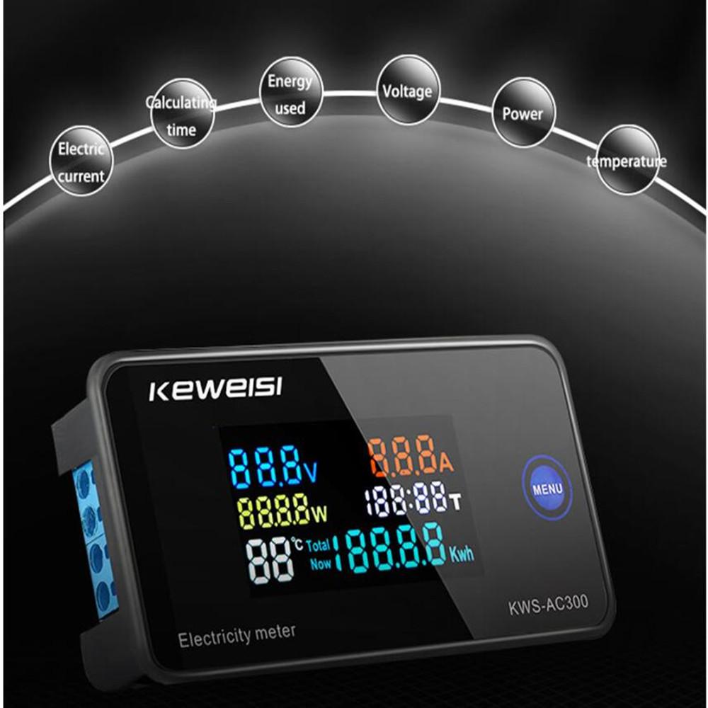 KWS-AC300 Digital Voltmeter AC 50-300V Voltage 45-65Hz Power Energy Meter LED AC Wattmeter 0-100A Detector