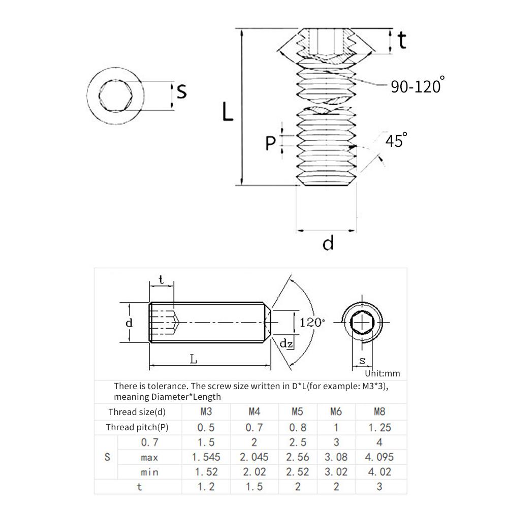 200pcs Hex Grub Screws Kit Set Screws 304 Stainless Steel M3/M4/M5/M6/M8 Grub Screw Assortment