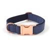 Chinese Leading Factory Custom High Quality Luxury Denim Metal Buckle Dog Collar Rose Gold Hardware Pet Collars Private Label