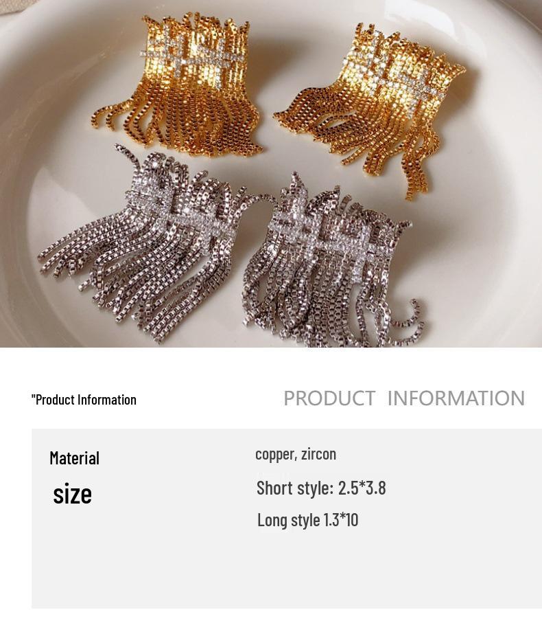Chic Zircon Tassel Stud Earrings: Elegant, Versatile Light-Luxury Accessories for Women
