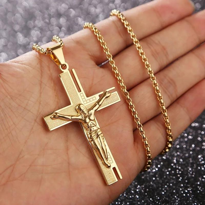 Osobnost Kreativní Design Náboženský Ježíš Kristus Kříž Přívěsek Amulet Jednoduchý Pánský a Dámský Náhrdelník