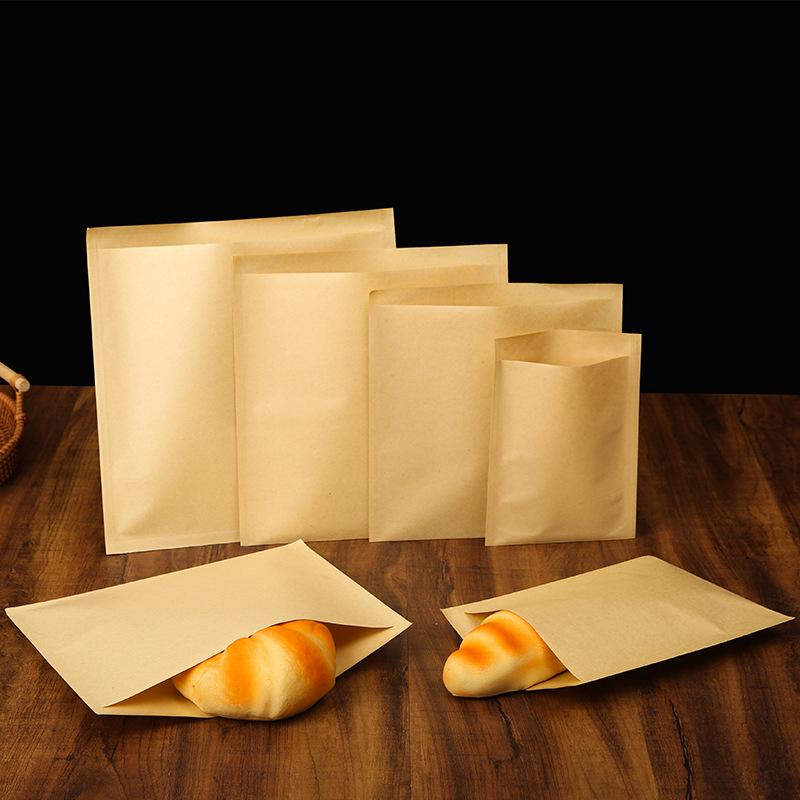 Kraft Paper Food Packaging Bag Disposable Snack Packing Bag Oil-Proof Paper Bag