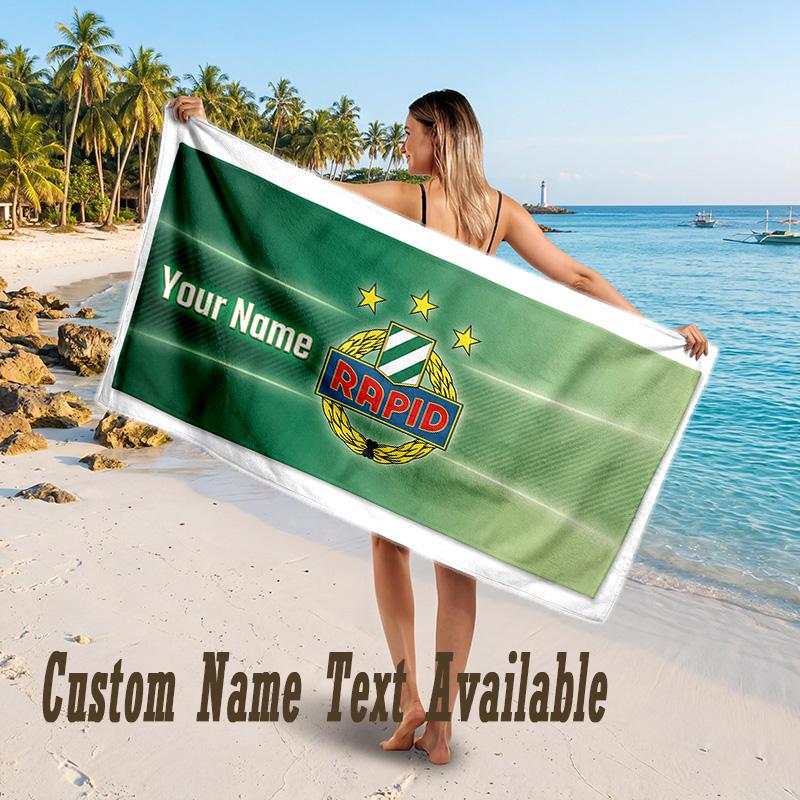 Rapid Wien FC Design Beach Towel Custom Text Large Towel for Beach Vacation