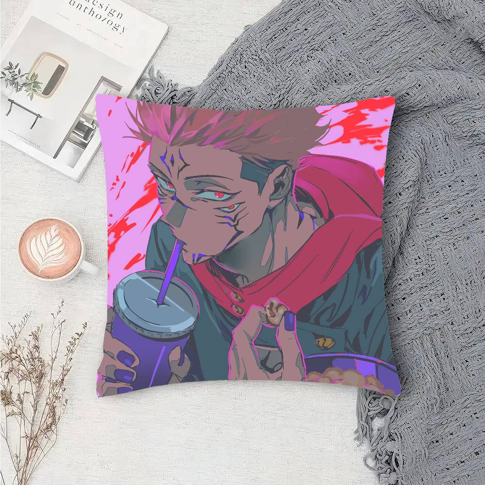 Anime Jujutsu Kaisen Rolle Sukuna Kissenbezug Mode Quadratischer Kissenbezug Schlafzimmer Sofa Raum Ins Dekoration Freizeit