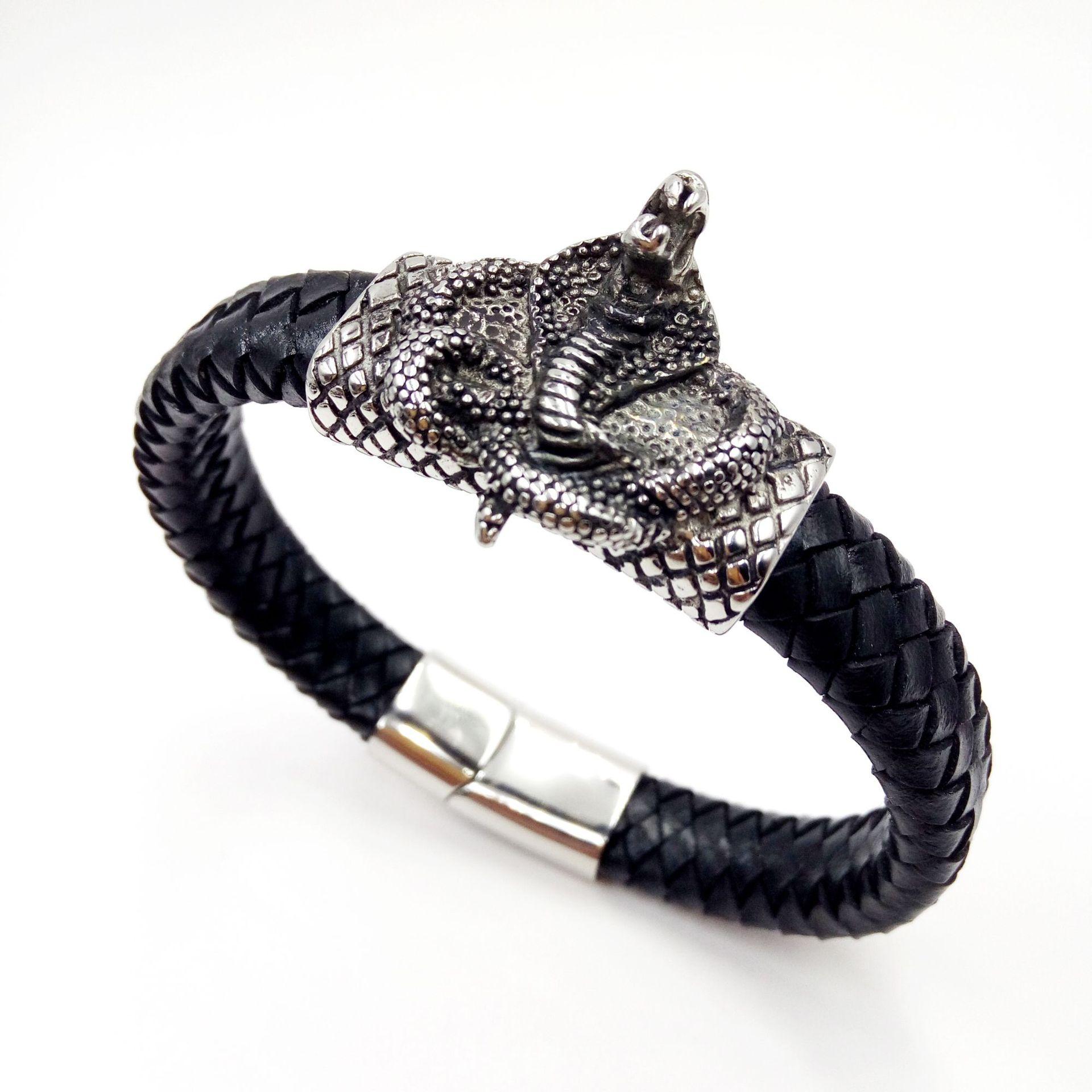 

Ретро-ювелирные изделия из нержавеющей стали, мужской кожаный браслет-веревка из титановой стали, браслет-кобра.