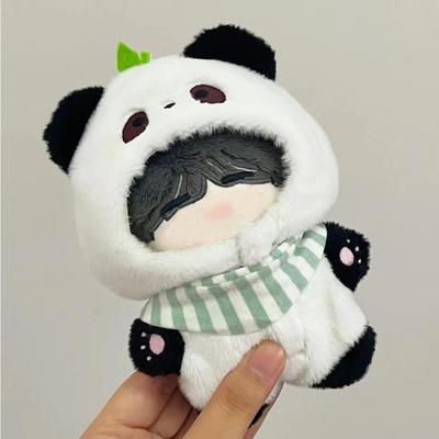 Panda Plüschtier Kigurumi mit Lätzchen für 10cm Plüschtiere, Plüschkleidung, Kigurumi Zubehör, Otaku Aktivitäten, Puppen Maskottchen, Kpopdoll Kostüm [Gebraucht]