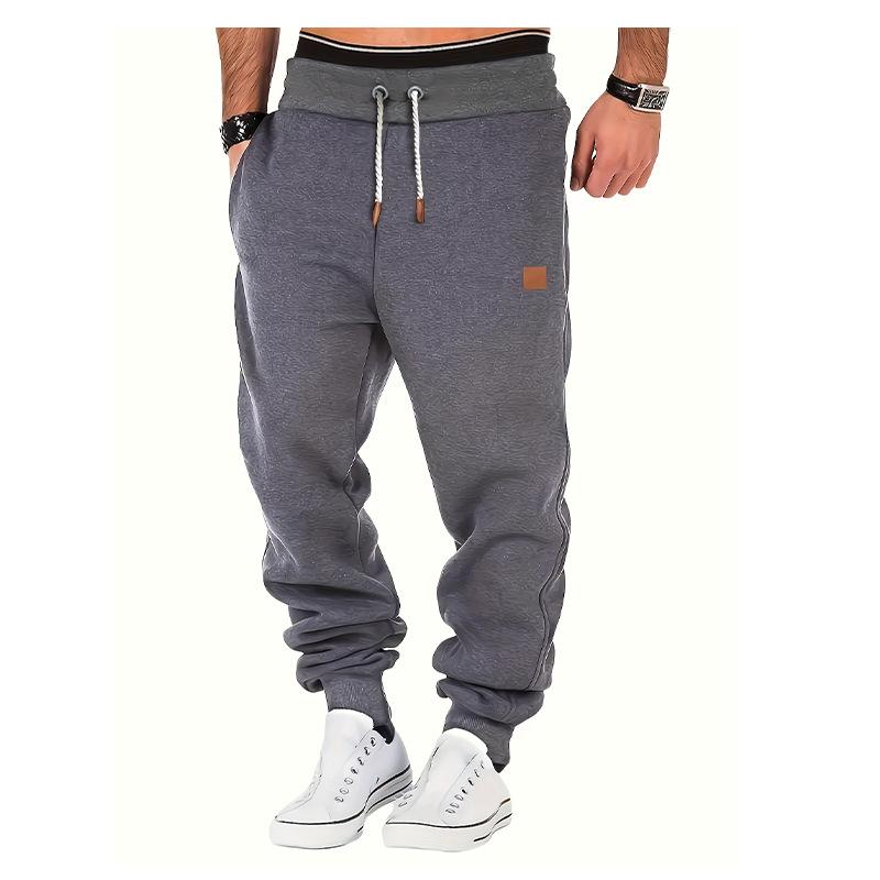 Men's Autumn Hip-Hop Loose Casual Long Pants Mid-Waist Fleece-Lined Sports Pants