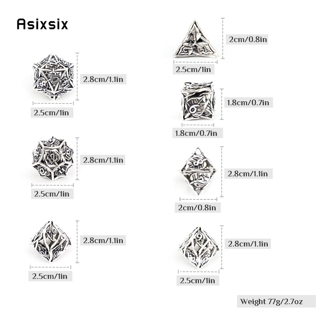 7 Pcs White Leaf Flower Metal Dice Hollow Metal Polyhedral Dice Set Suitable For Role-Playing Game