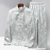 Chinese Style Long Sleeve Tan Suit Men's Ice Silk Spring Summer Season Middle-Aged and Elderly People Hanfu