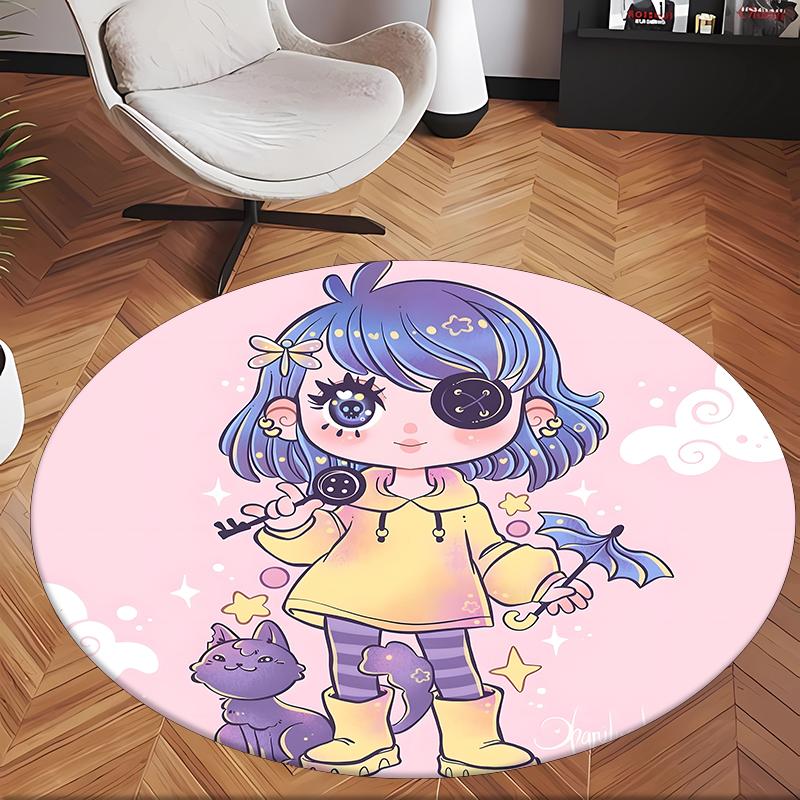 Coraline (5) Ofis için Yuvarlak Halı Ofis, Yatak Odası, Oturma Odası ve Ev Alanı için Dekoratif Yer Halısı