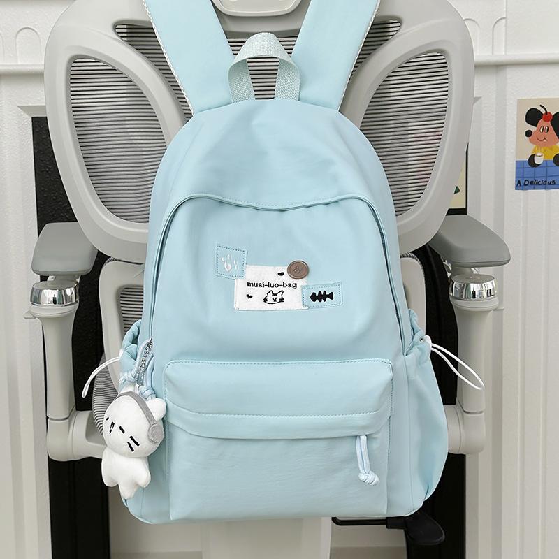 Schoolbag Japanese College Student Female Ins Versatile Cute Simple Schoolbag Solid Color Backpack Large Capacity Lightweight Backpack