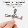 Multi Function 4 Way Universal Cross Triangle Wrench Key Electrical Square And Round Holes Triangular Key Water Valve Key