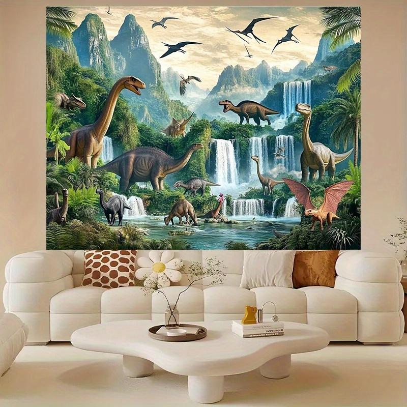 1 Stück 2D Polyester-Banner - Dinosaurierlandschaft - Perfekt für Heimdekoration, Party und Studio