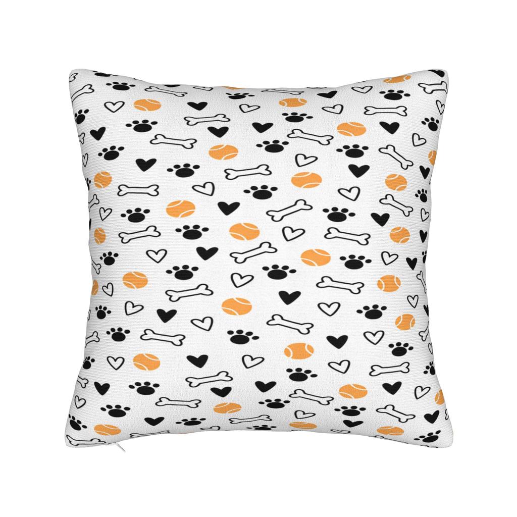 Colorful Paw Print And Bone Pillowcases Fashion Pillow Case For Sofa Bedroom Home Decor Comfy Pillow Cover