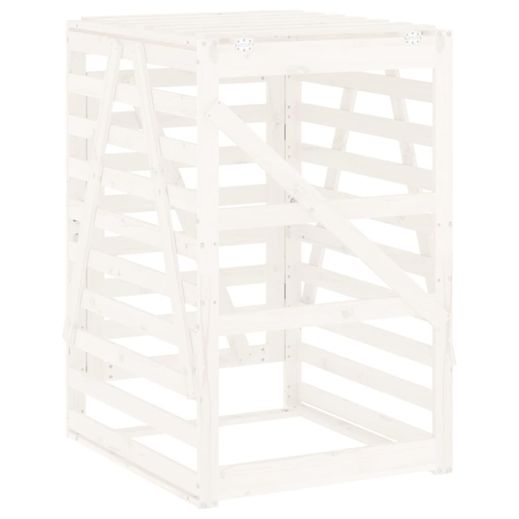 Waste Bin Enclosure White 84 x 90 x 128.5 cm Solid Pine Wood