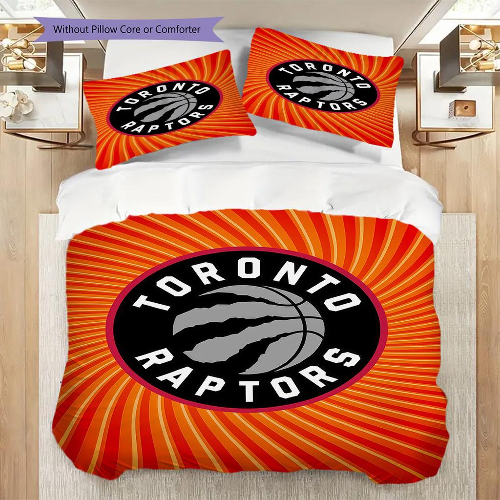 Toronto Raptors Basketball Spirit Three-piece Set(1 * Duvet Cover + 2 * Pillowcase, Without core)Christmas Birthday Gift Soft and Comfortable