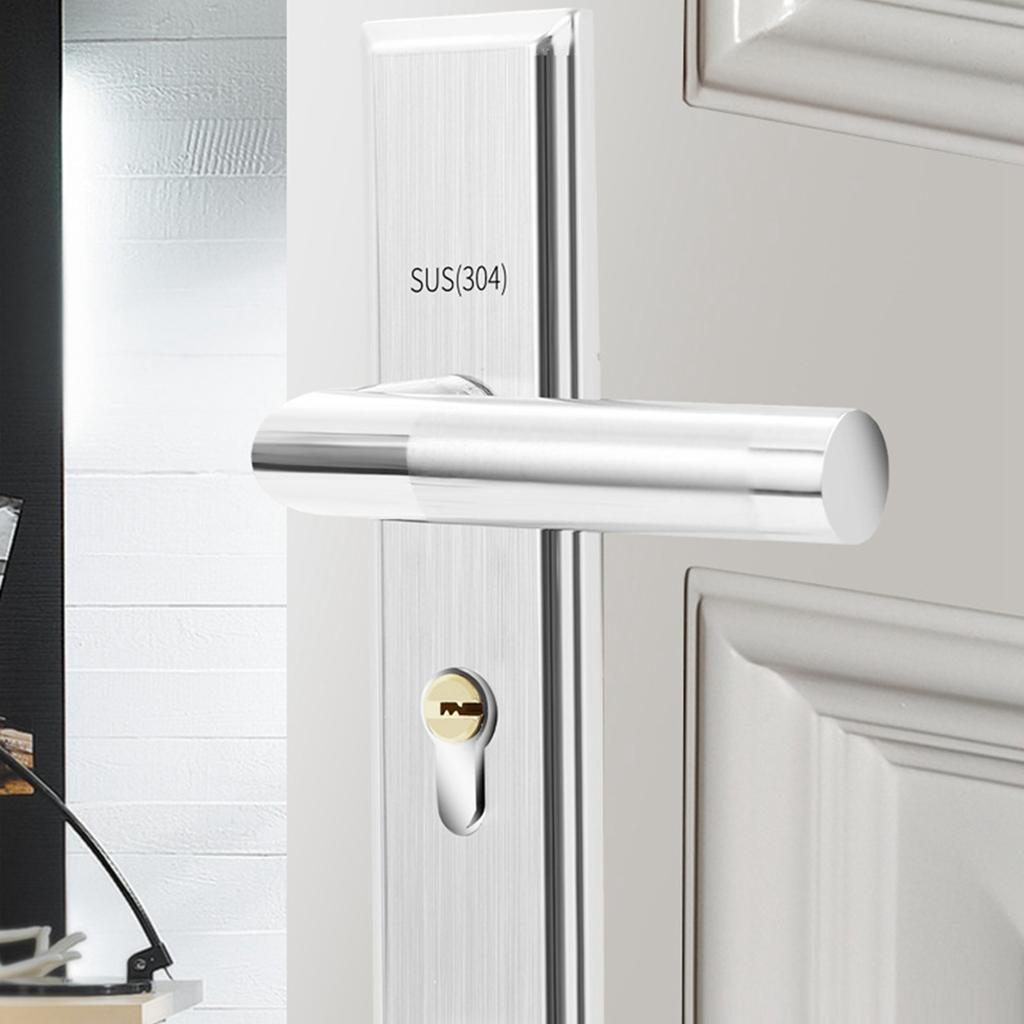 Stainless Steel Handle Door Lock Mechanical Magnetic Security Entry Lever Lock for Bedroom Hotel