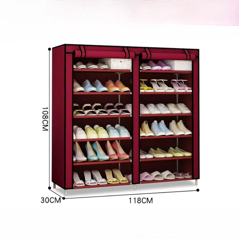 Portable Shoe Cabinet Non-woven Fabric Shoe Rack Holder Stylish Shoe Rack with Dust Cover Metal Shoes Storage Rack