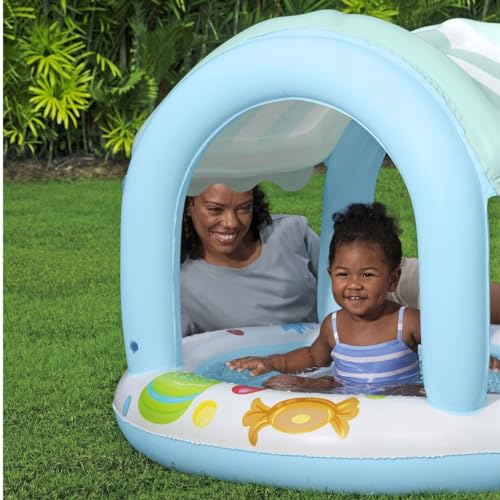 Bestway Sweet Shoppe Shaded Inflatable Kids' Pool with Water Play and Shade, 1.04m Diameter X 84cm High, Product Number: 52638