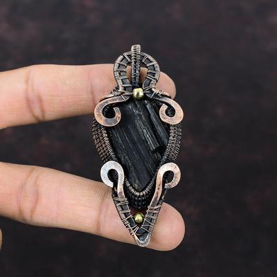 Black Tourmaline Rough Pendant Copper Wire Wrapped Pendant Handmade Brand New Pendant Gemstone Copper Jewelry Gift For Her Pendant For Women