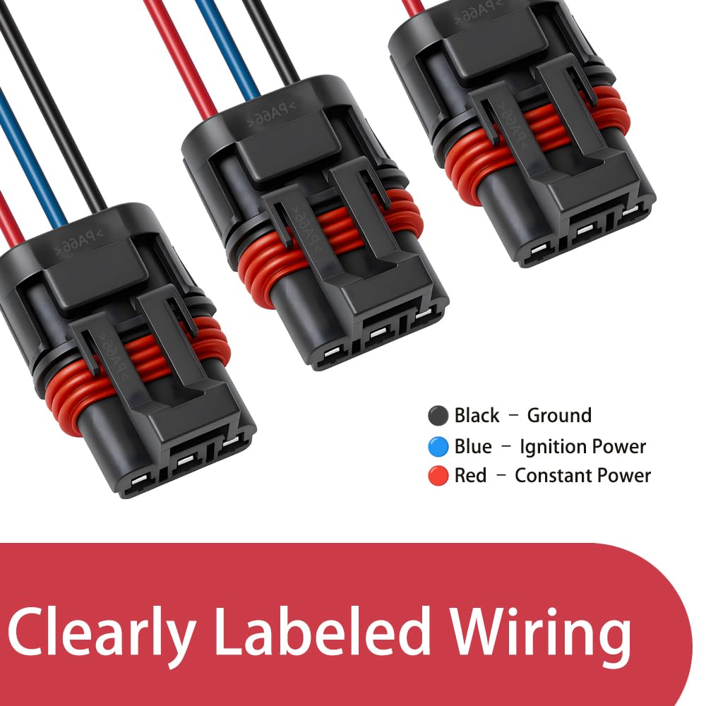 3 Pack Polaris Bus Bar Connectors – Pulse Bar Power Plug Harness for Ranger XP 1000 / RZR / RS1 / General 2018–2025 (Black Blue Red)