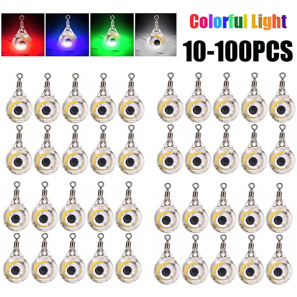 

50-10PCS LED Attracting Fish Light Eye Shape Fishing Lure Light Underwater Eye Shape Fishing Squid Fishing Bait Luminous Lures 10PCS