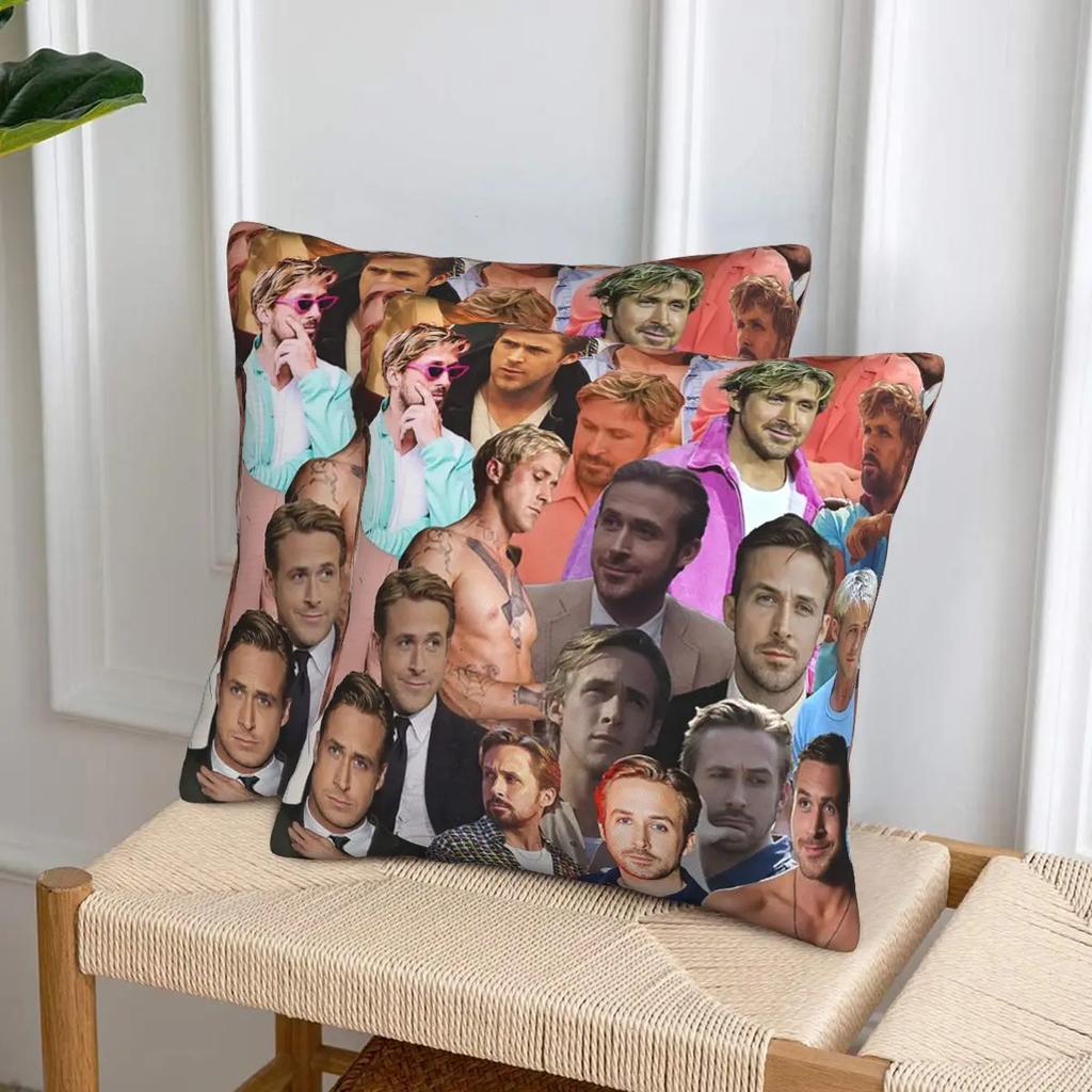 Ryan Gosling Fotocollage 2 Stuks Vierkante Kussensloop Kussenhoes Kussen Rits Decoratief Comfort Plaid Kussen Voor Huis Bank