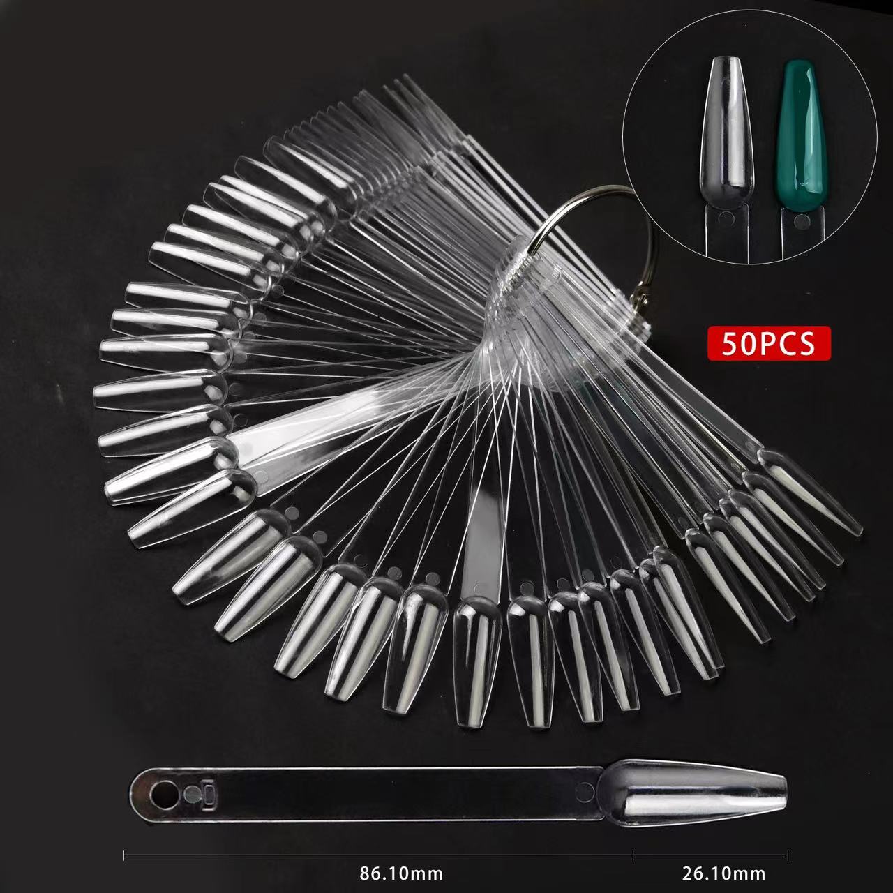 

Накладные ногти Гель-лак для ногтей Цветовая диаграмма Дисплей Природа Прозрачный черный веерообразная форма Накладные ногти Инструмент для практики 5# прозрачный