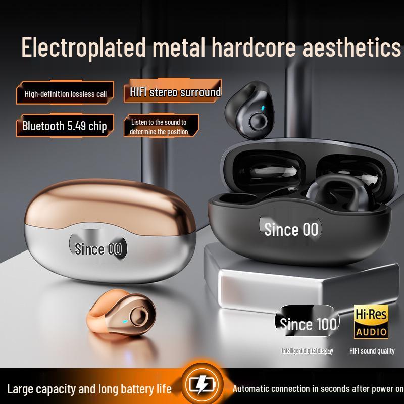 2025 H205 Bluetooth Earclip Headphones, In-Ear, Long Battery, Noise-Cancelling for Running and Sports.
