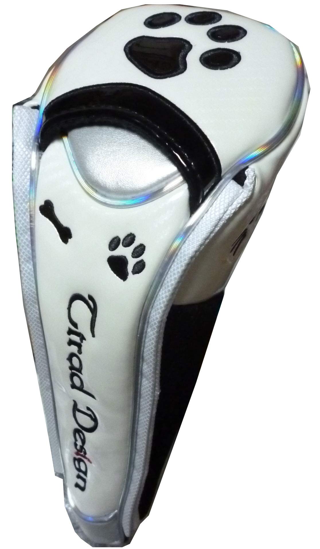 

Чехол для гольфа для гибридных клюшек с отпечатками лап и магнитным дизайном (Белый/Черный, для утилитарных гольф-клубов)