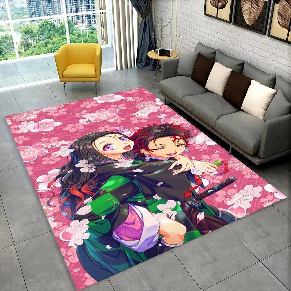 Kamado Nezuko Demon Slayer Anime Area Teppe, Teppe Teppe for Stue Barn Soverom Sofa Dørmatte Dekor, Barn Sklisikker gulvmatte