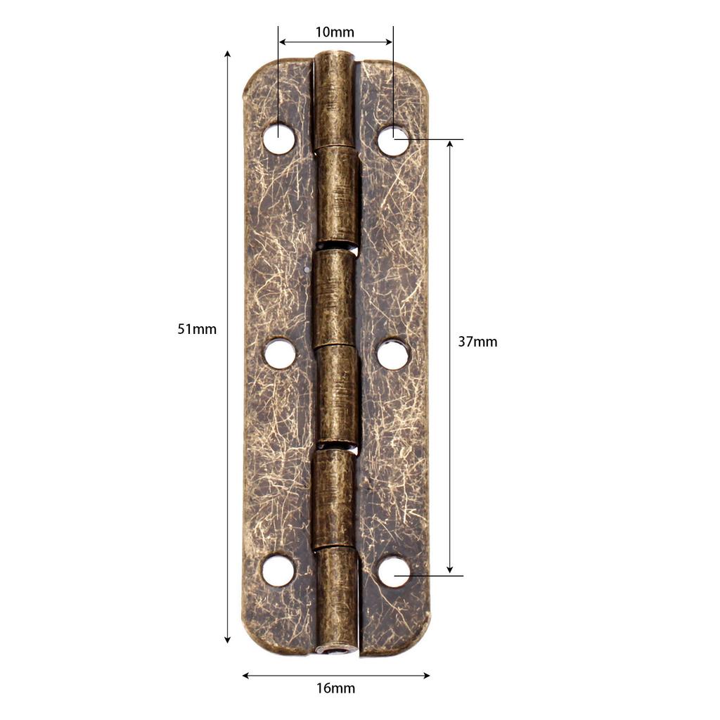 DRELD 10 Stück oder 2 Stück Antik-Bronze Schrank Holz Schmuckschatulle Geschenk Weinkiste Retro Dekor Möbel Lange Scharniere 6 Löcher 51*16mm