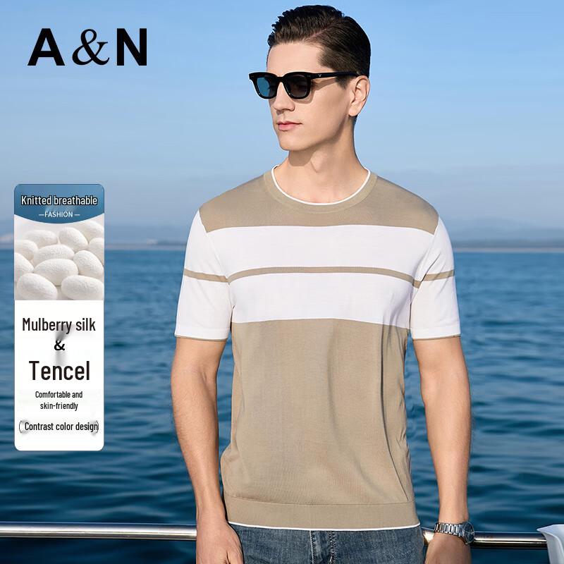 Antonio Men s Silk Blend Color Block Knit T-Shirt M
