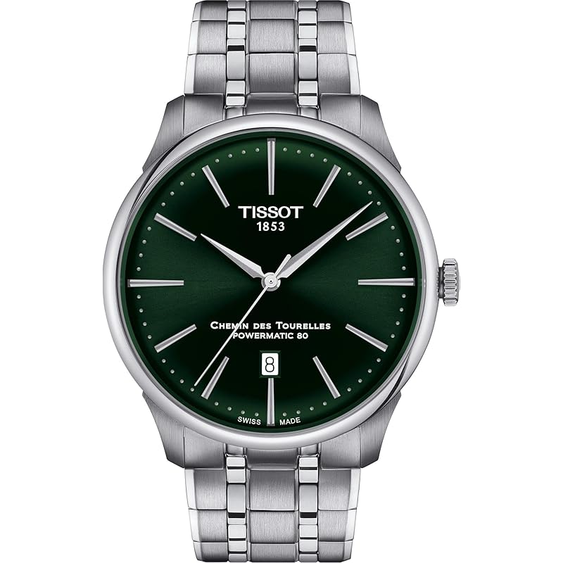 

[Tissot] watch Chemin des Tourelles powermatic 80 42 mm [Regularly imported product] bracelet T1394071109100 men s green dial