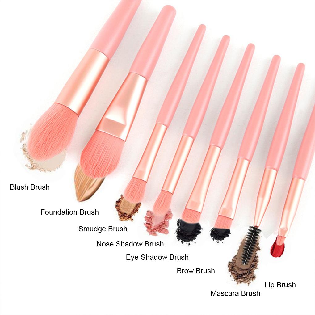 8 Pieces Makeup Brushes with Plastic Handle Waterproof Powder Foundation Make Up Eye Shadow Kit Brush Cosmetics Travel