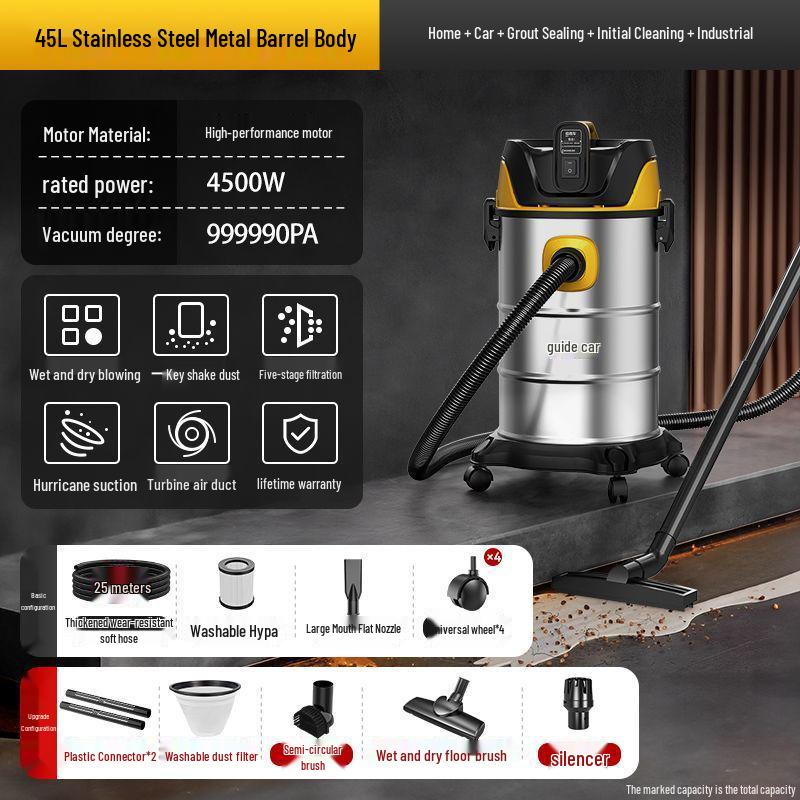 Aspirateur Domestique Puissant Sec et Humide pour Voiture et Usage Industriel