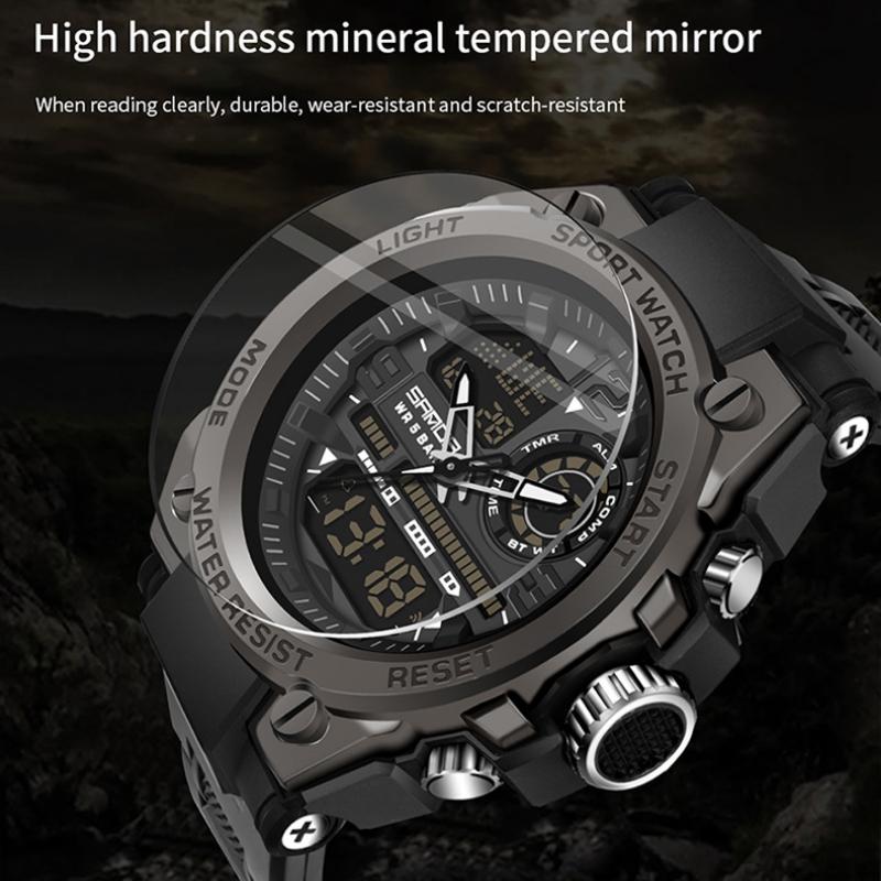 SANDA Electronic Watch Trendy Cool Electronic Watch Multi-function Alarm Clock Men's Wristwatch