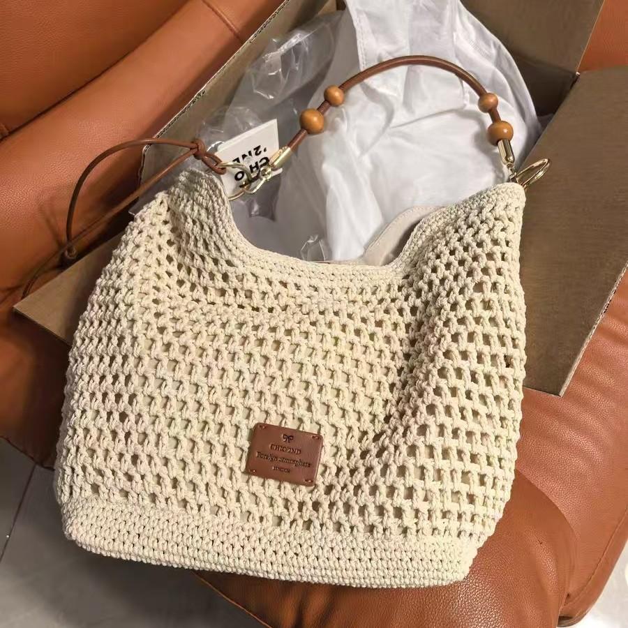 Nanfeng Versatile Trend Holiday Garden Bucket Bag Women's Spring and Summer Lazy Wind Beach Woven Bag One-shoulder Crossbody Bag