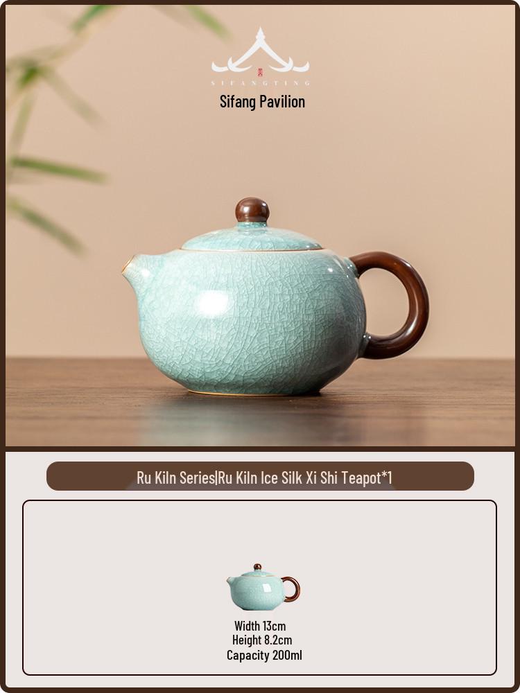 Ice Crackle Ru Kiln Ceramic Teapot: Large-Capacity Handmade Kung Fu Tea Set with Filter 150ml-250ml